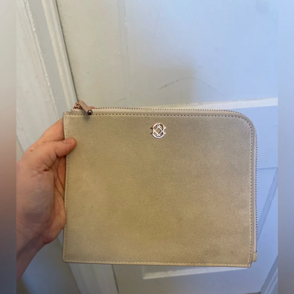 Dagne Dover X Marianna Hewitt small clutch bag makeup bag ivory light beige